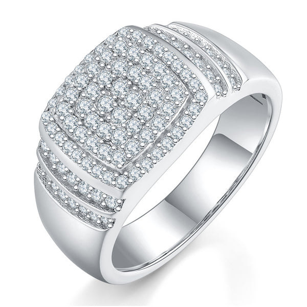 Men's Moissanite Tower Pave Ring