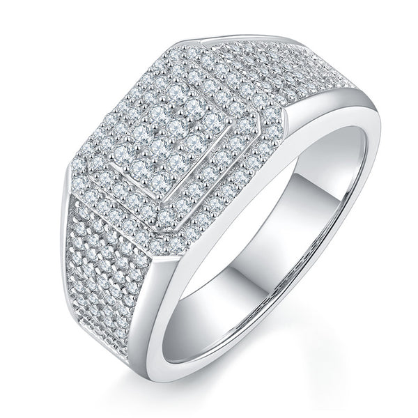 Men's Moissanite Rectangle Pave Ring