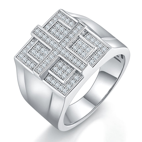 Men's Moissanite Cross Pave Ring