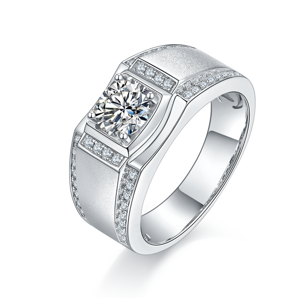 Men's Moissanite Contour Pave Ring