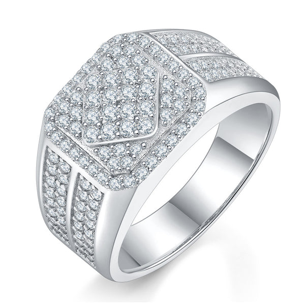 Men's Moissanite Facette Pave Ring